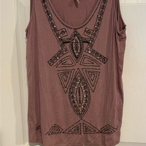 Lauren Conrad Embellished Mauve Sleeveless Top